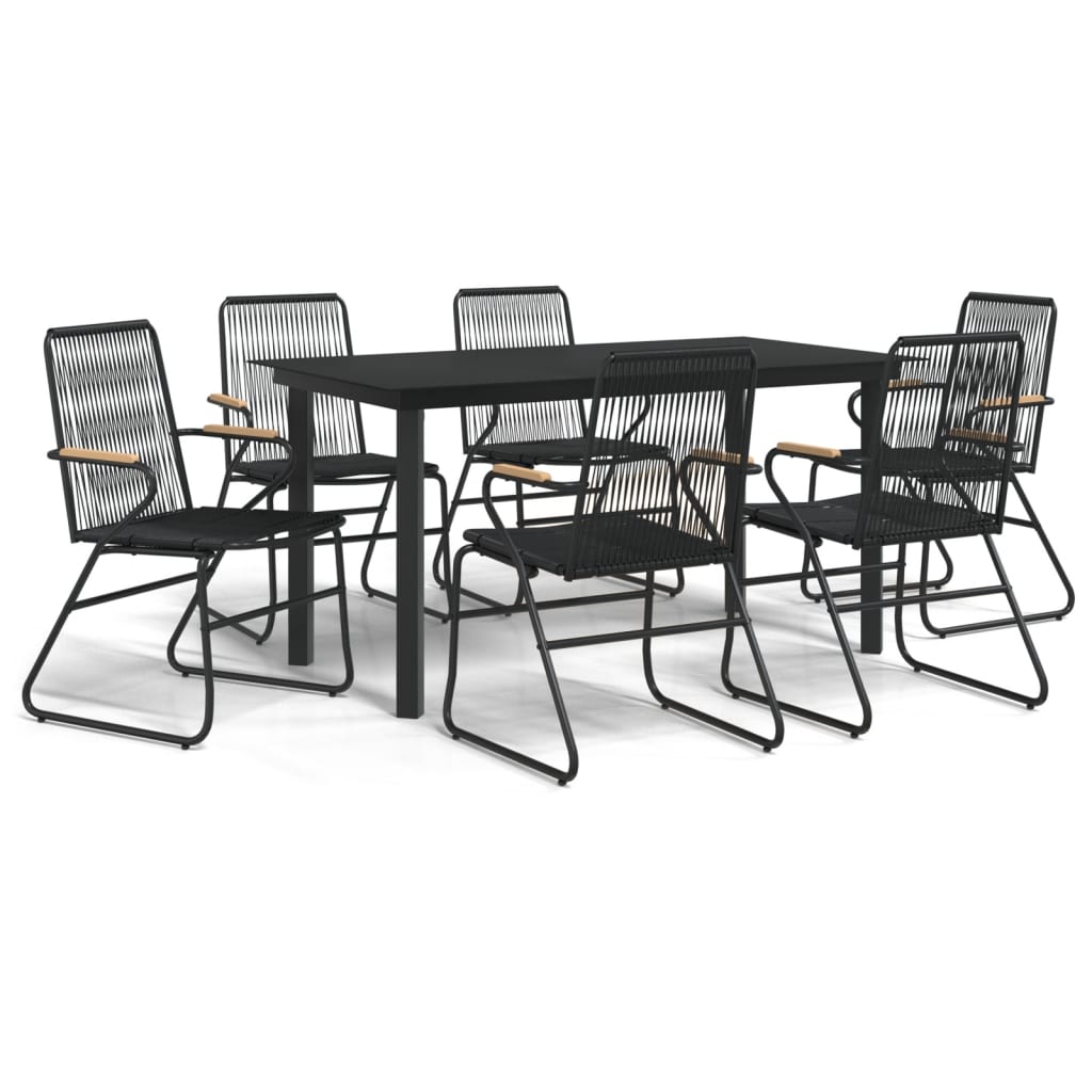 vidaXL 5 Piece Patio Dining Set Black PVC Rattan