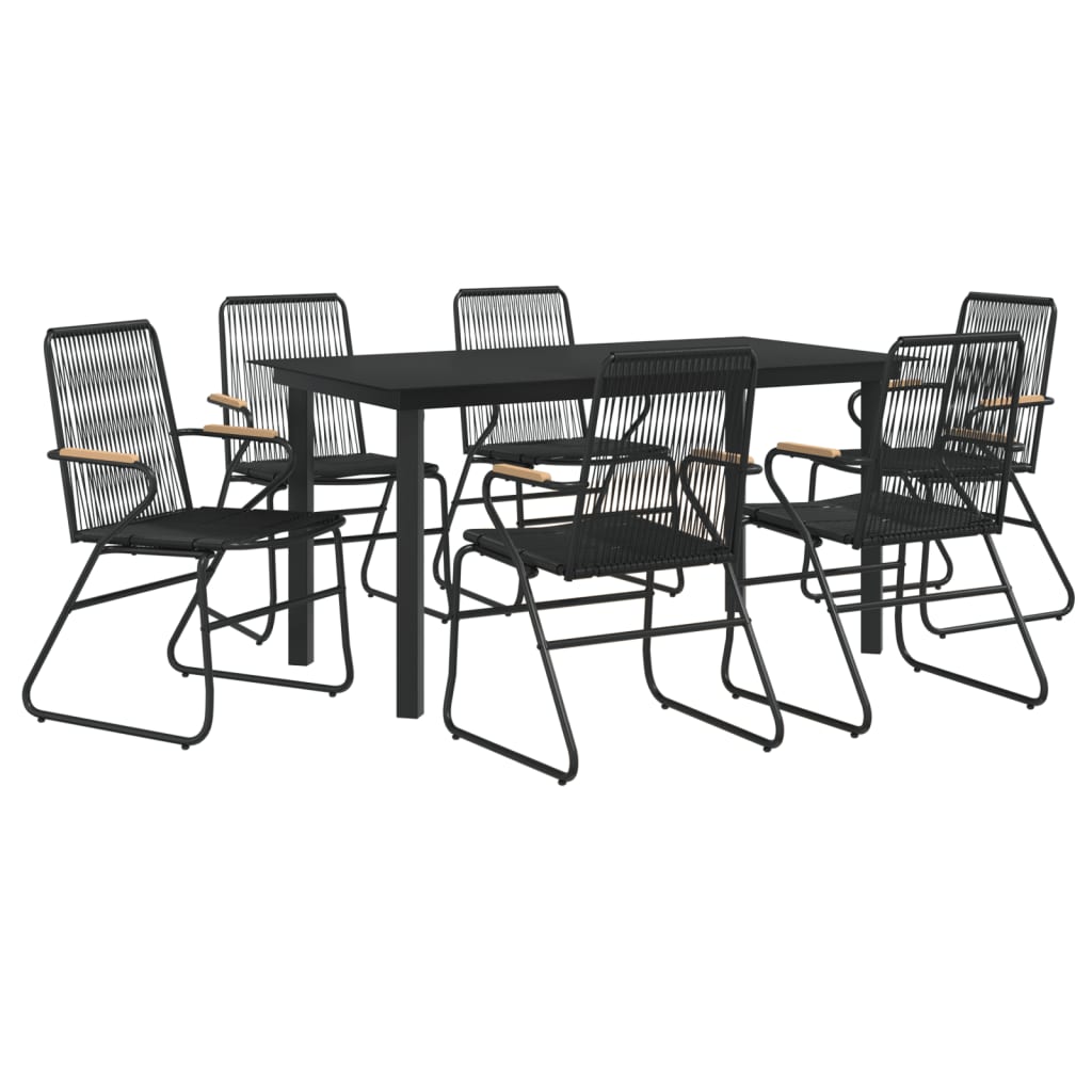 vidaXL 5 Piece Patio Dining Set Black PVC Rattan