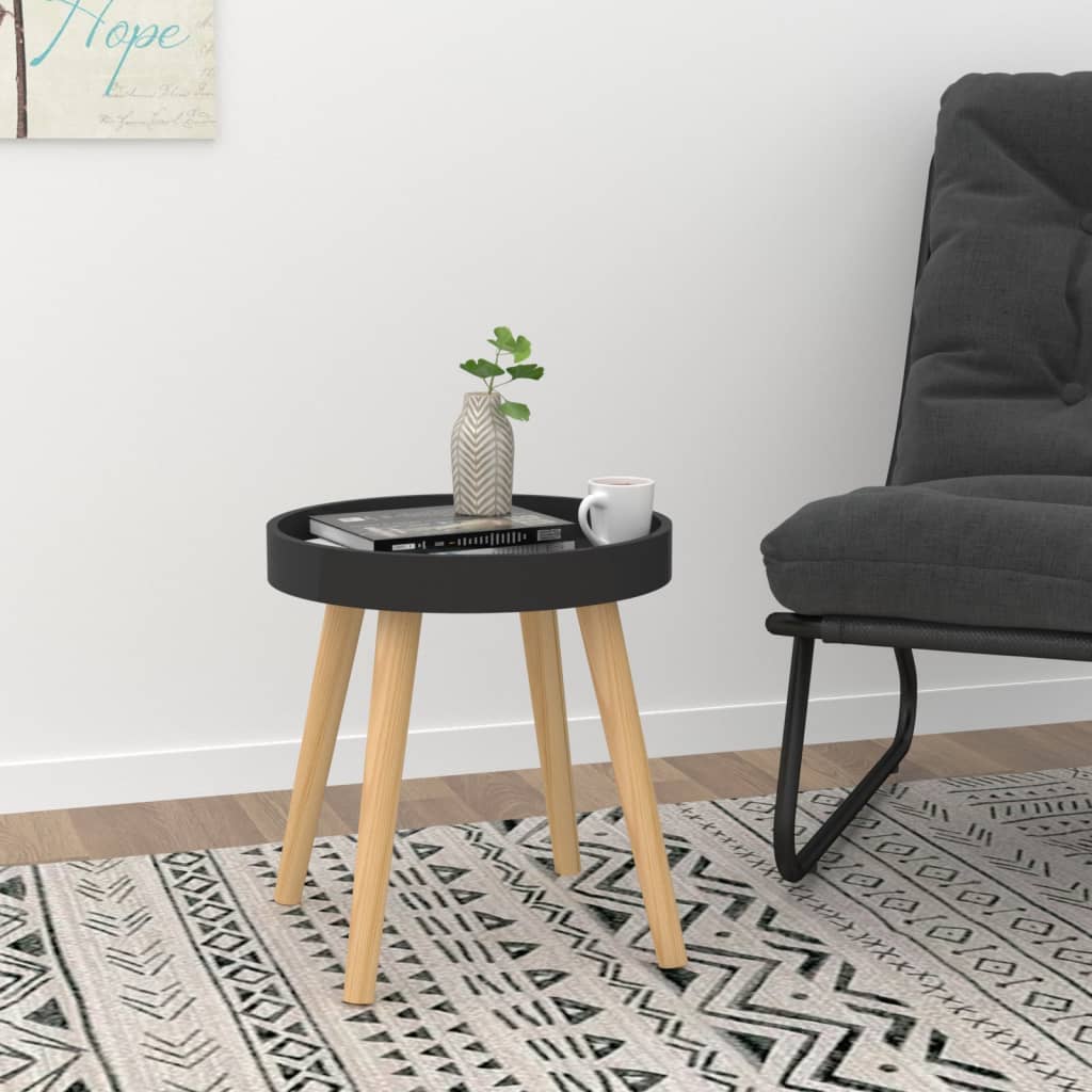 vidaXL Side Table Round End Coffee Table Engineered Wood and Solid Wood Pine