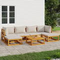 vidaXL 7 Piece Patio Lounge Set with Light Gray Cushions Solid Wood
