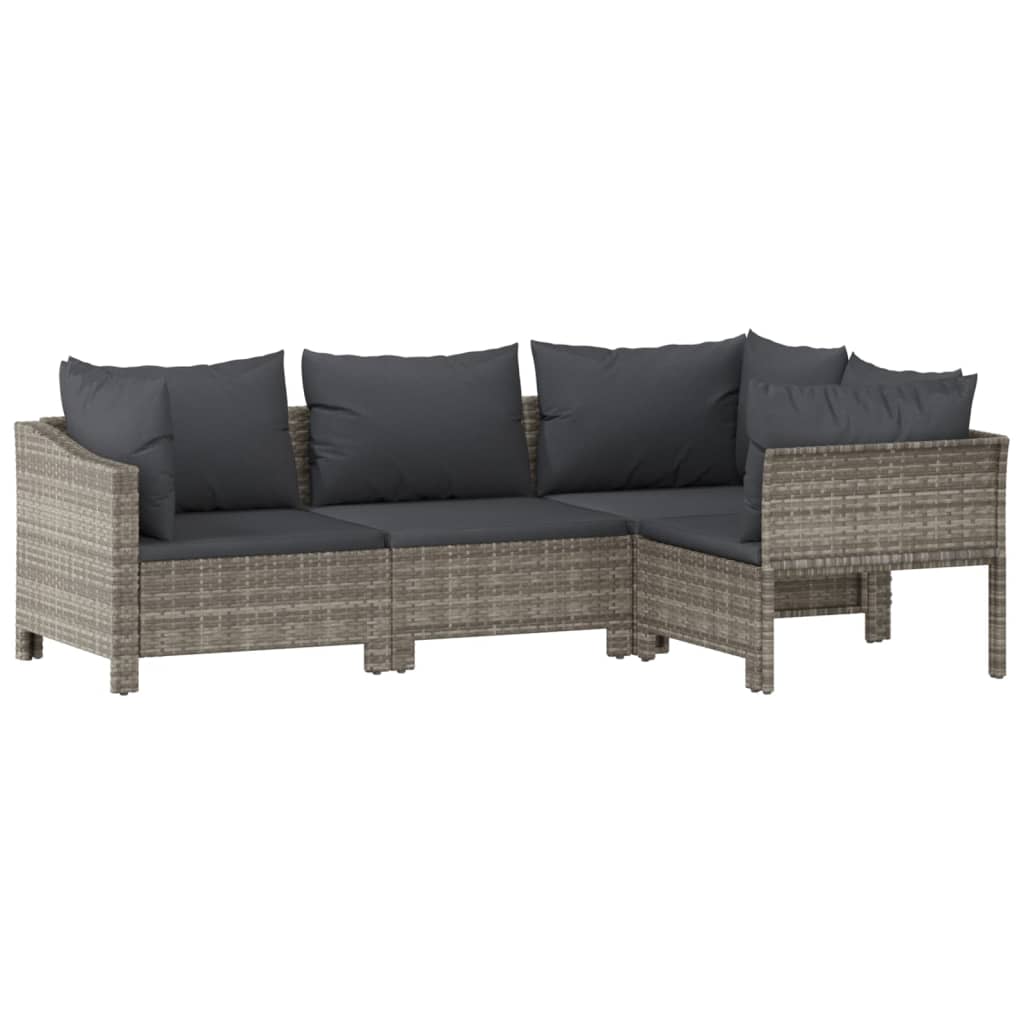vidaXL 8 Piece Patio Lounge Set with Cushions Gray Poly Rattan