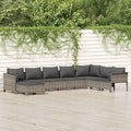 vidaXL 8 Piece Patio Lounge Set with Cushions Gray Poly Rattan