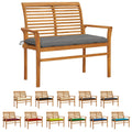 vidaXL Outdoor Patio Bench Garden Bench with Cushion for Porch Solid Wood Teak